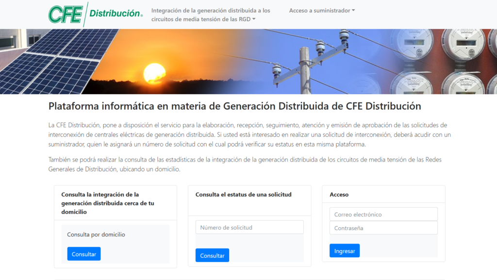 Captura de pantalla de portal de CFE para seguimiento de trámite